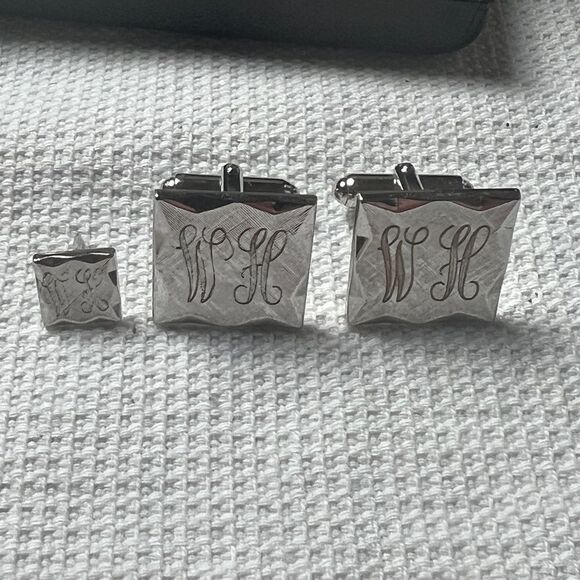 Anson “WH” Engraved Cuff Links and Tie Tack - Picture 1 of 5